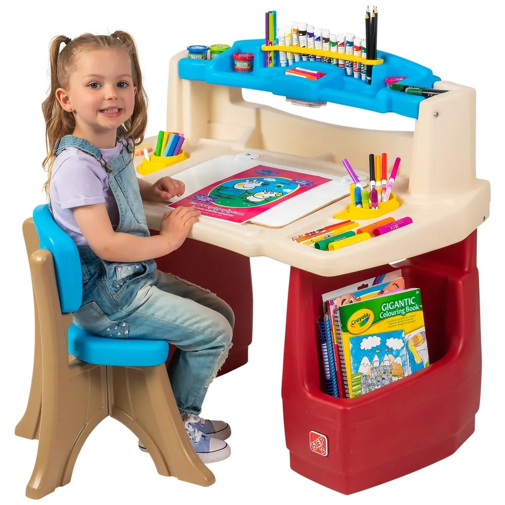 Step2 Art Activity Desk Deluxe – Creative Kids Art & Craft Desk with Storage
