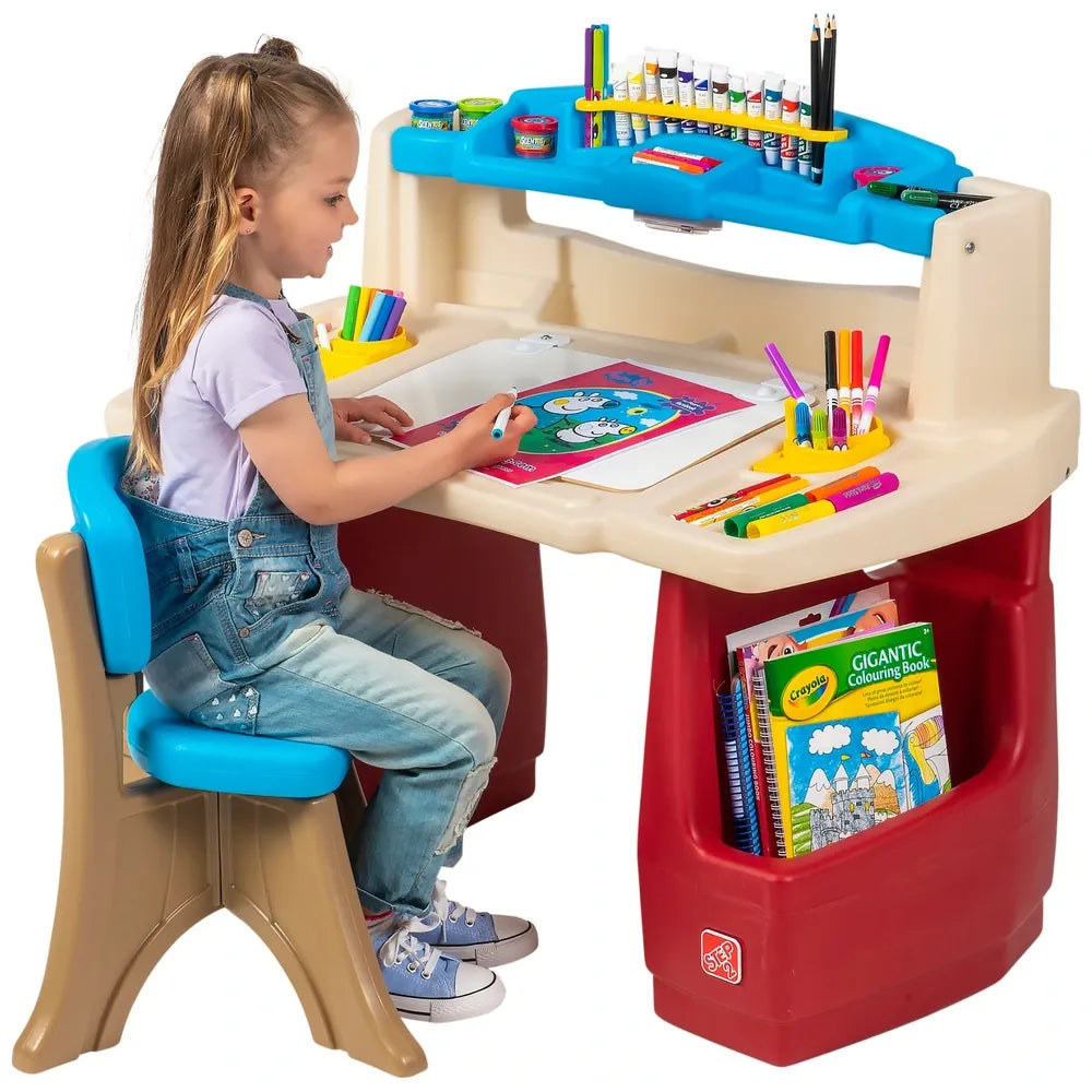 Step2 Art Activity Desk Deluxe – Creative Kids Art & Craft Desk with Storage