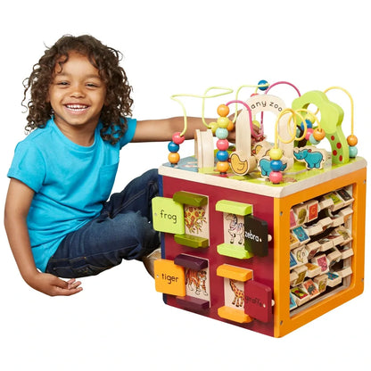 Zany Zoo Wooden Activity Cube Assortment – Multi-Activity Learning Toy for Toddlers