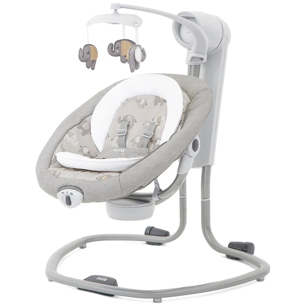 Joie Serina Swivel Baby Swing Elephant Duo – Multi-Motion Soothing Swing for Babies