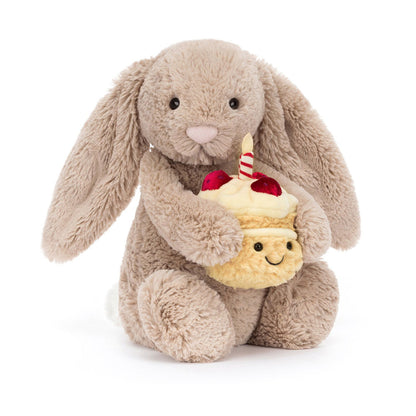 Jellycat Bashful Beige Bunny Birthday Edition Plush Toy – Special Birthday Teddy Bunny