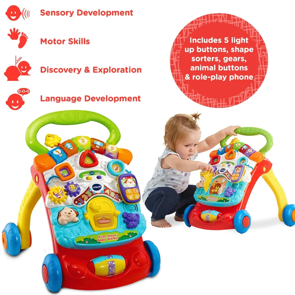 VTech Red First Steps Walker for Babies – Interactive Baby Learning & Walking Aid